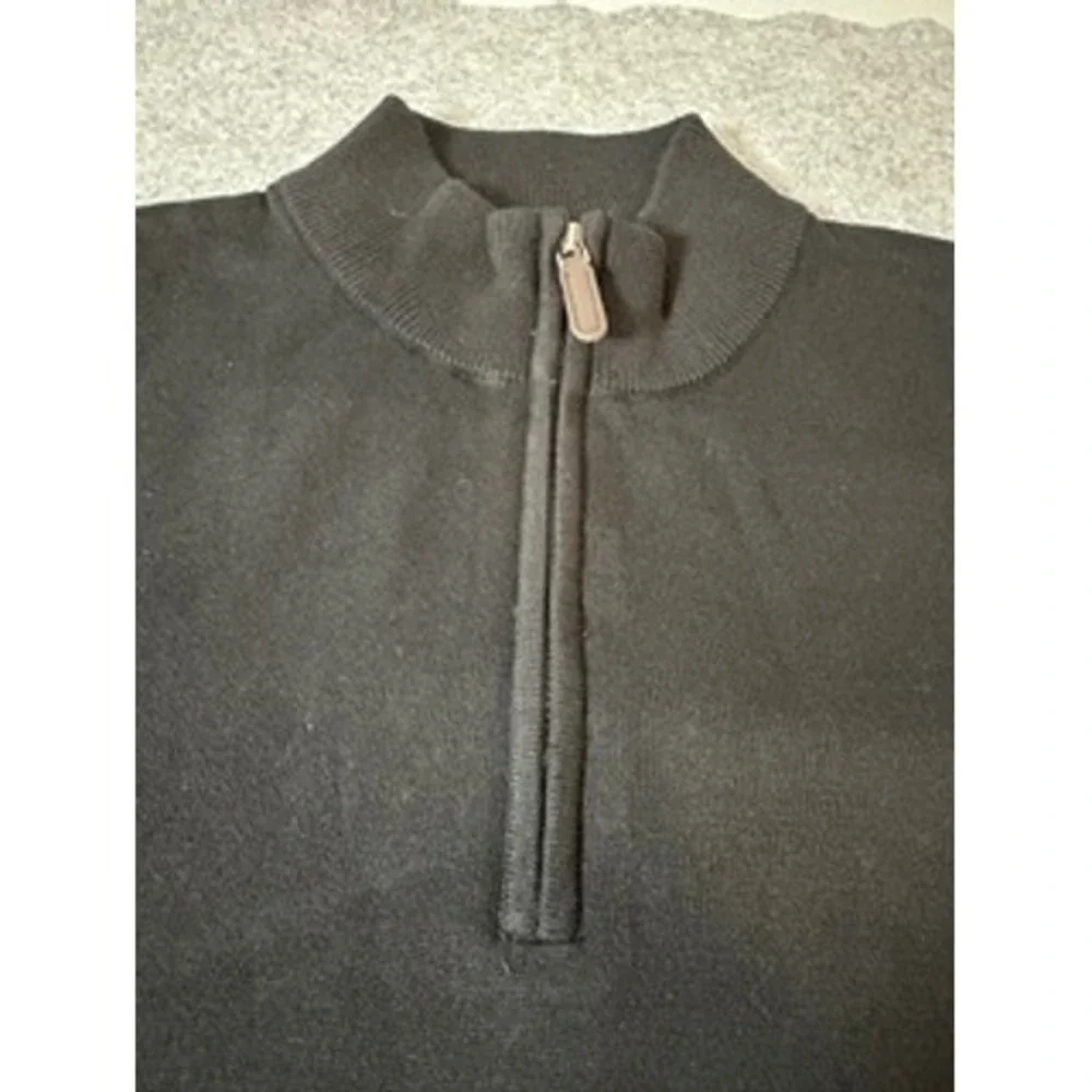 George Mens Black Quarter Zip Mock Neck Sweater XL NEW